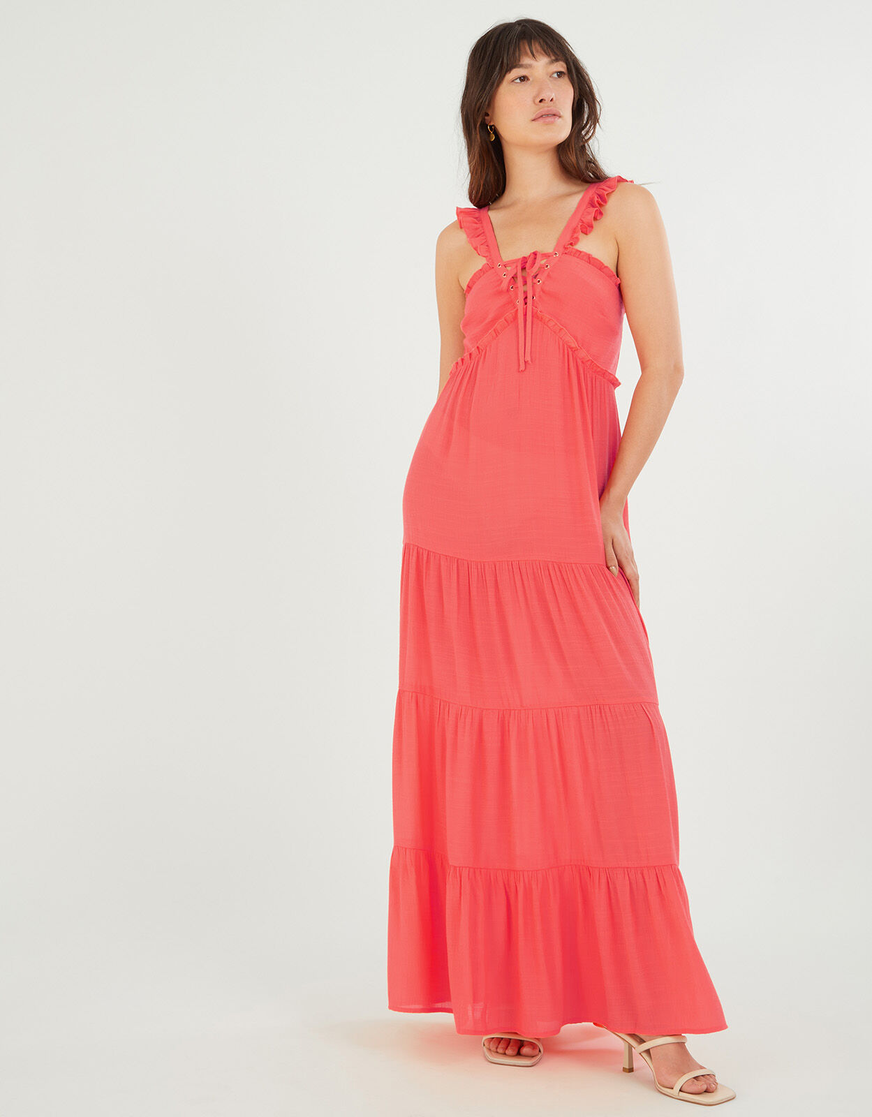 Coral lace best sale maxi dress