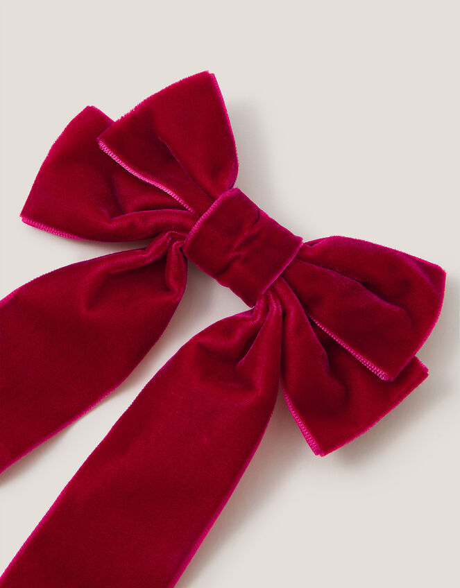 Velvet Ribbon Bow Hair Clip, , large