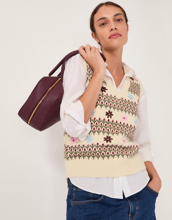 Ella Floral Knitted Vest, Ivory (IVORY), large
