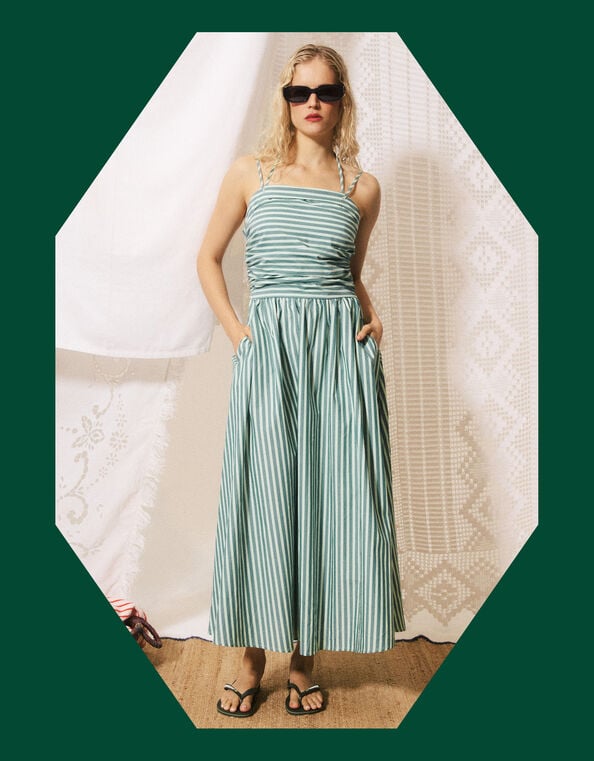 FRNCH Felice Stripe Maxi Dress, Green (GREEN), large