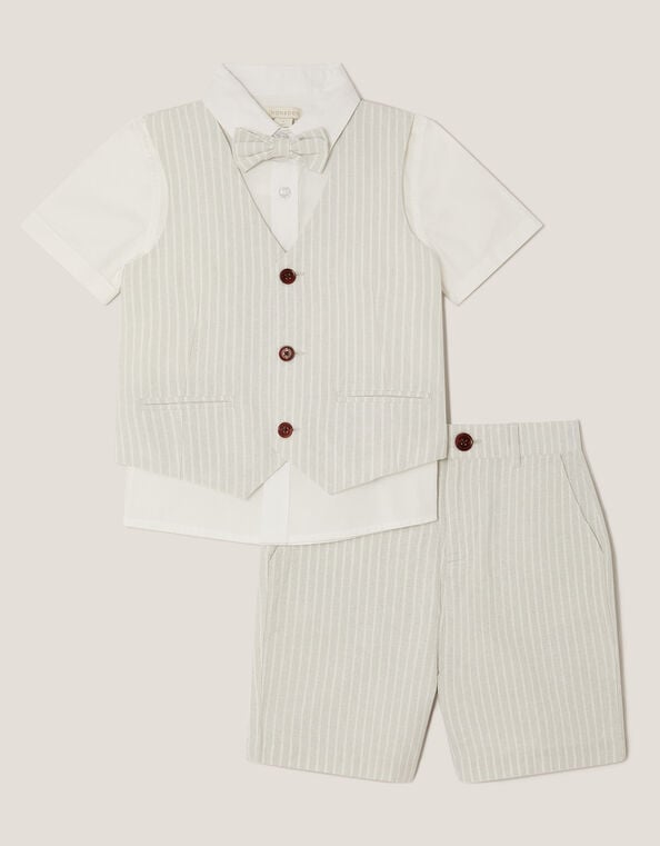 3-Piece Shirt & Waistcoat Set with Bow, Grey (GREY), large