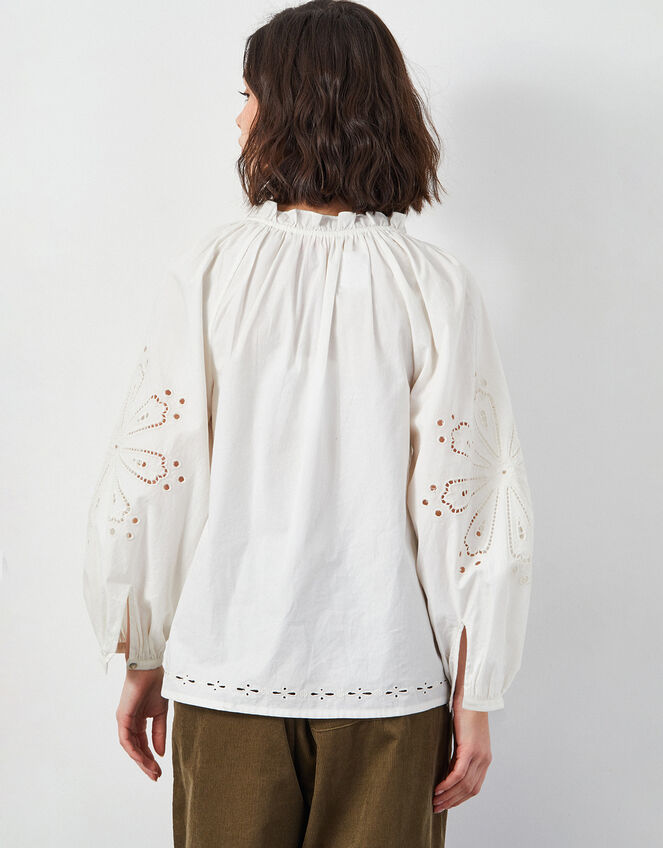 East Aliona Broderie Blouson Blouse, Ivory (IVORY), large