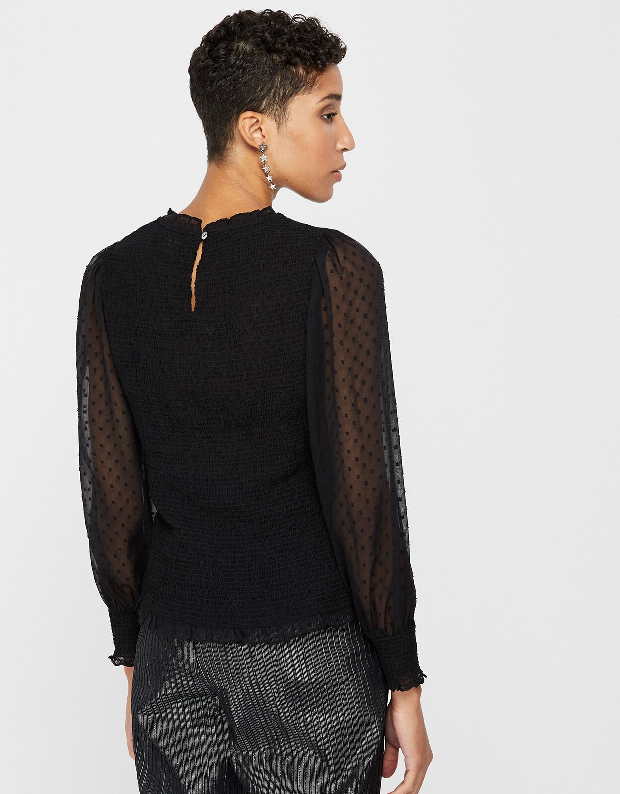 Sheer blouse top deals