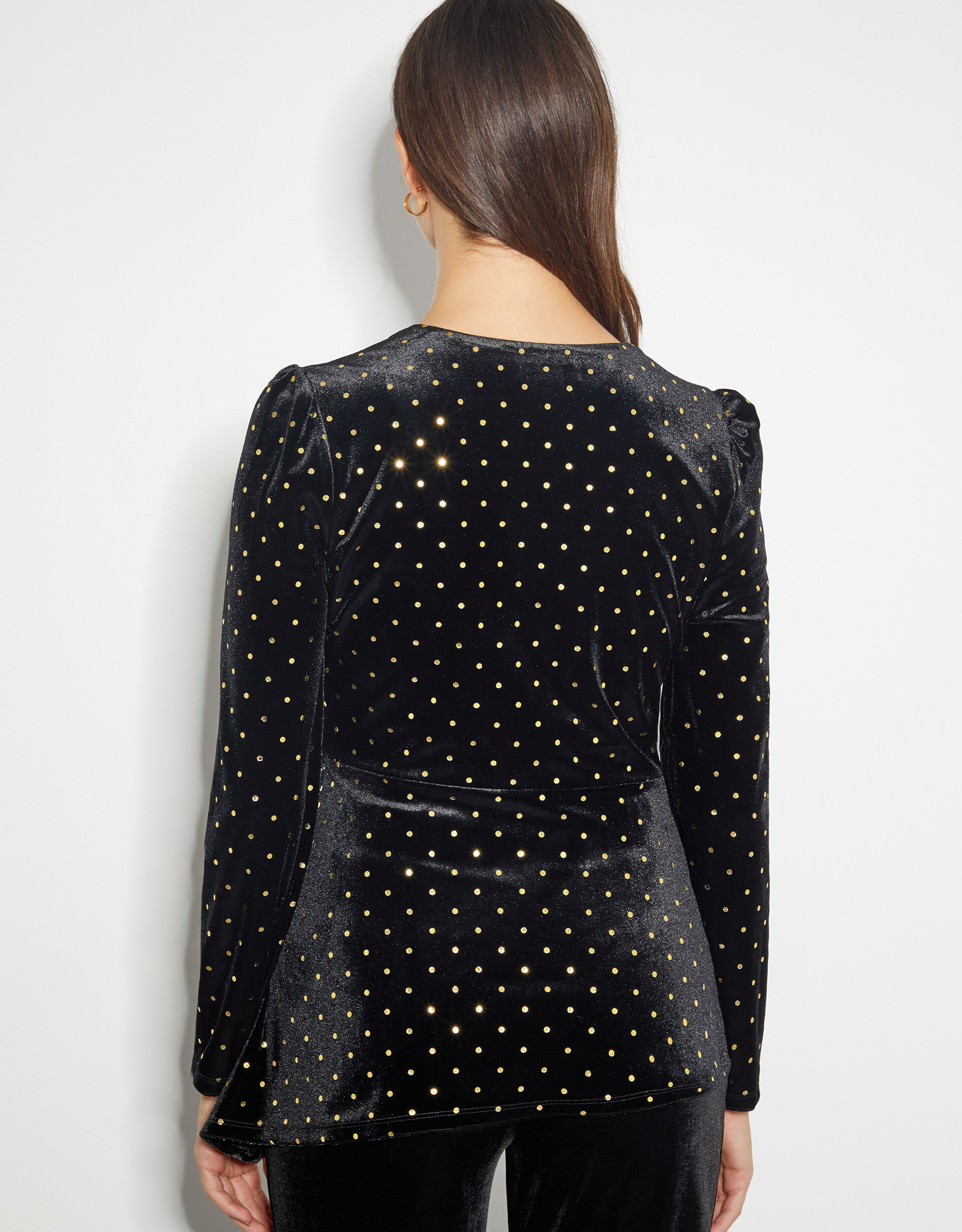 Velvet polka dot top hotsell
