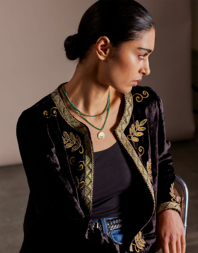 East Zola Embroidered Velvet Jacket, Black (BLACK), large