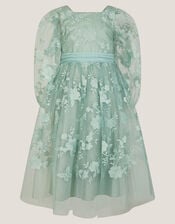 Beatrice Floral Embroidered Party Dress, Green (SAGE), large