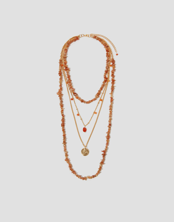 Quartz Stone Layered Necklace, , large