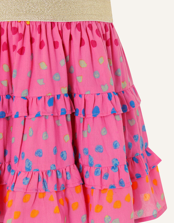 Rainbow Spot Frill Skirt, Pink (BRIGHT PINK), large