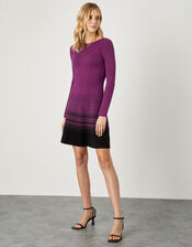 Textured Fit and Flare Dress, Purple (PURPLE), large