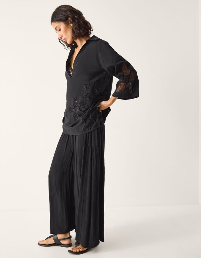 Joanna Cutwork Beach Shirt Black