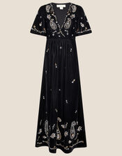 Jacqueline Velvet Embellished Maxi Dress, Black (BLACK), large