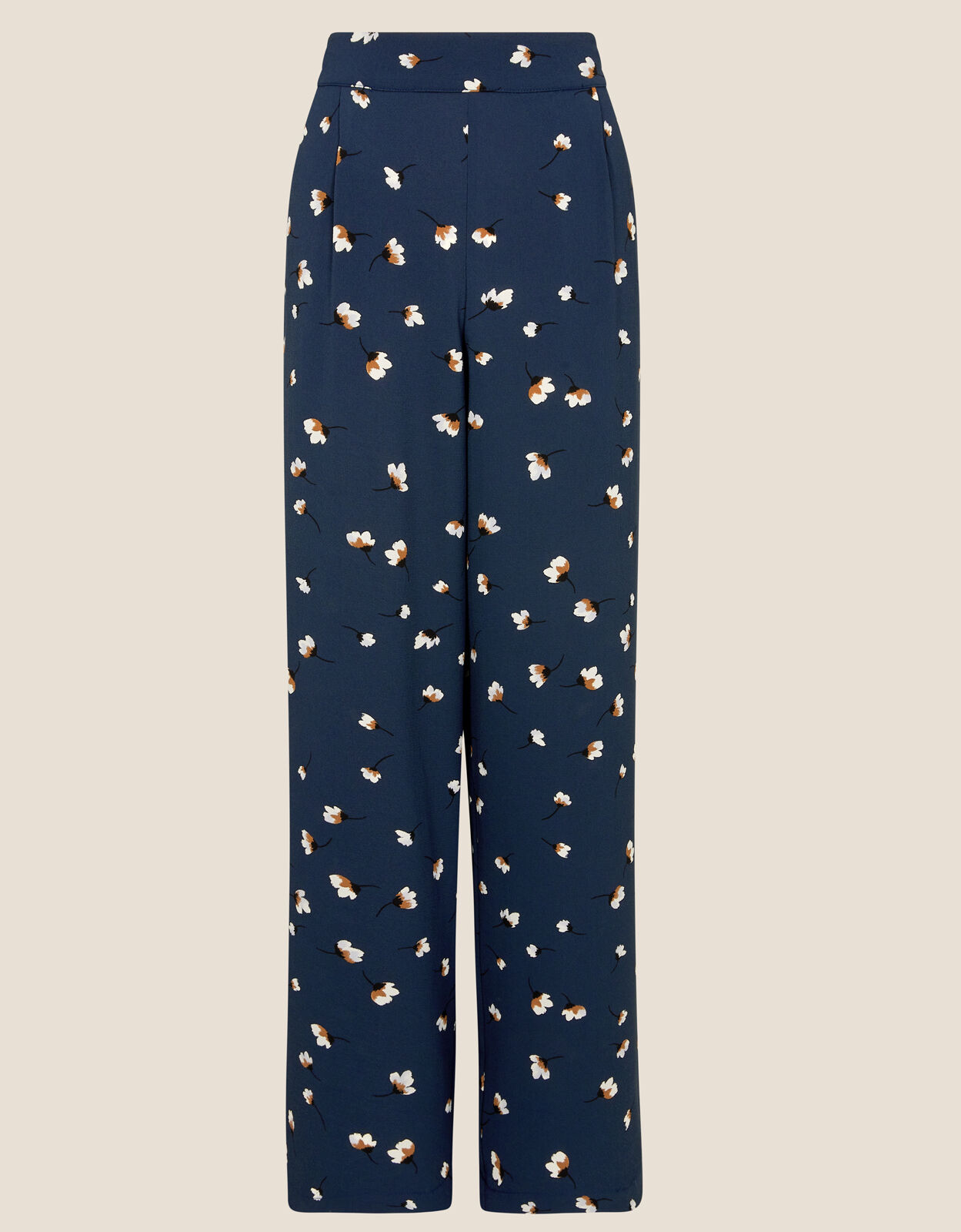 Floral Print Straight Leg Trousers Blue 