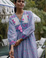 Dilli Grey Jackie Floral Tunic Midi Dress, Blue (BLUE), large