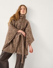 Cara Herringbone Knit Cape, , large