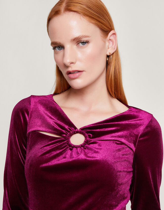 Cece Velvet Shift Dress with Recycled Polyester, Red (RED), large