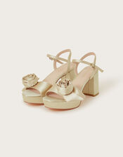 Rosette Platform Heels, Gold (GOLD), large