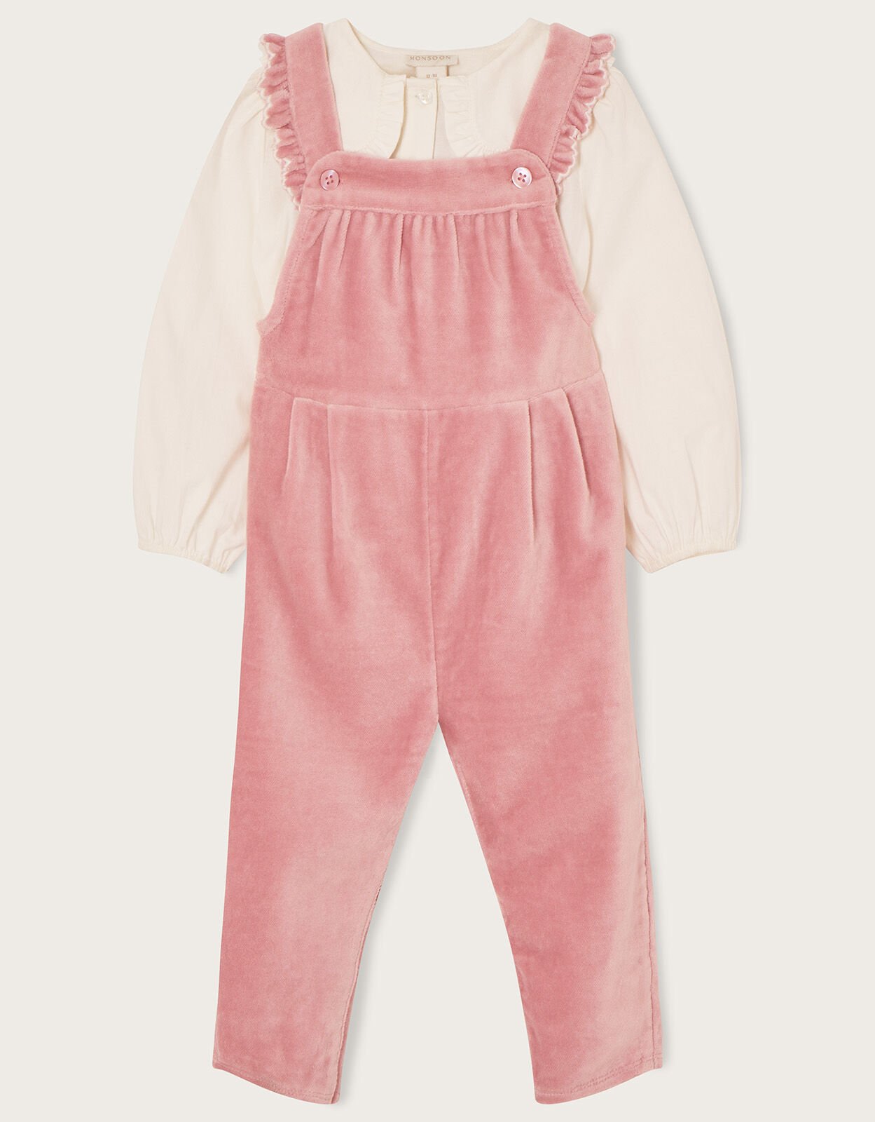 Baby Velour Jumpsuit and Blouse Pink