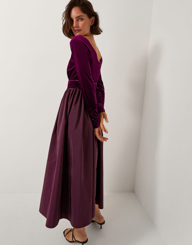 Vita Velvet Midi Dress, Purple (AUBERGINE), large