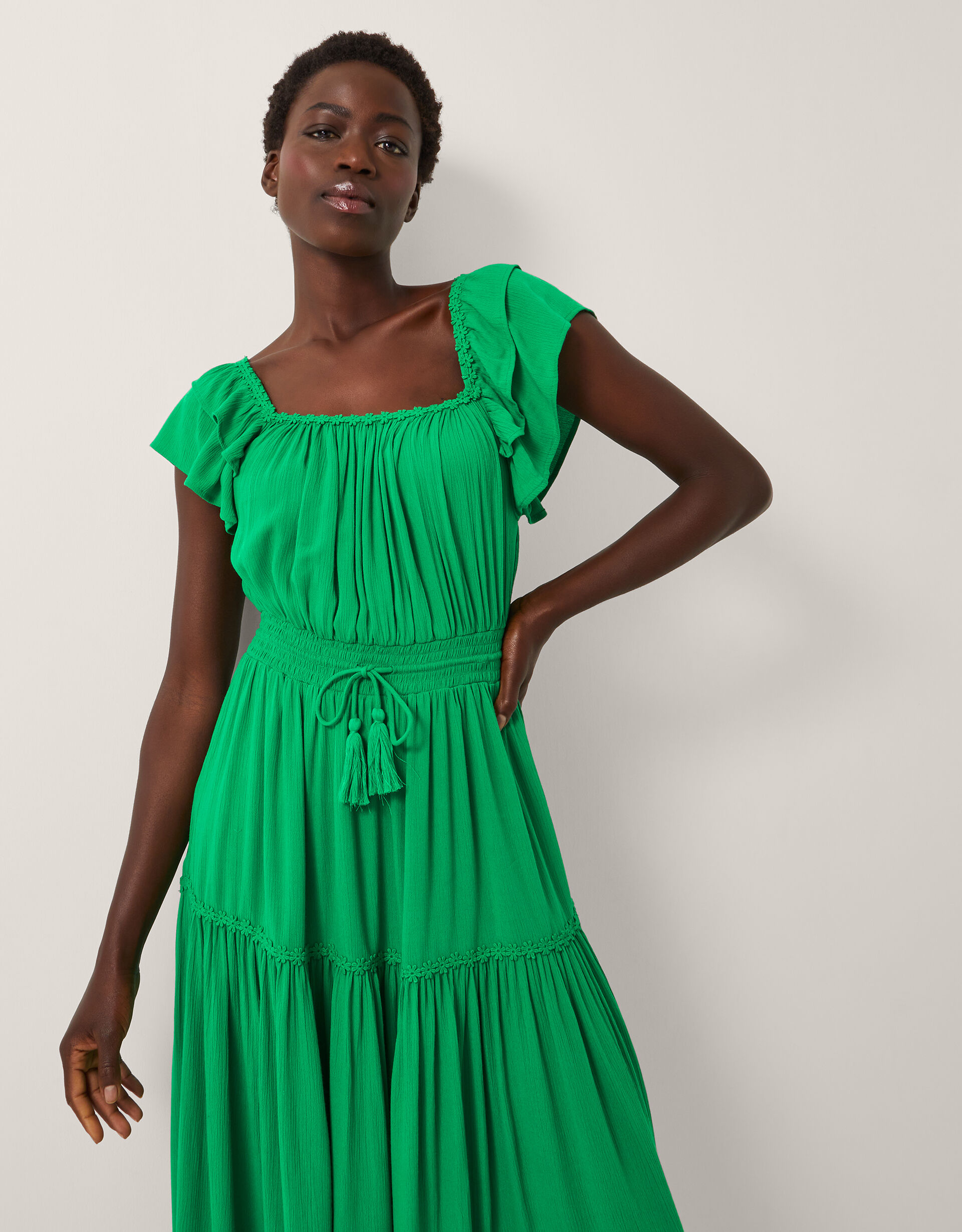 Isabela Square Neck Midi Dress Green