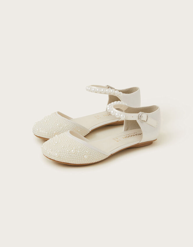 Pearly Two-Part Ballet Flats Ivory | Girls' Flat Shoes | Monsoon UK.