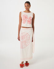Fabienne Chapot Sine Shell Embroidered Wrap Skirt, Ivory (IVORY), large