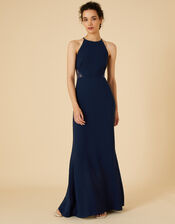 Kiki Lace Back Crepe Maxi Dress, Blue (NAVY), large