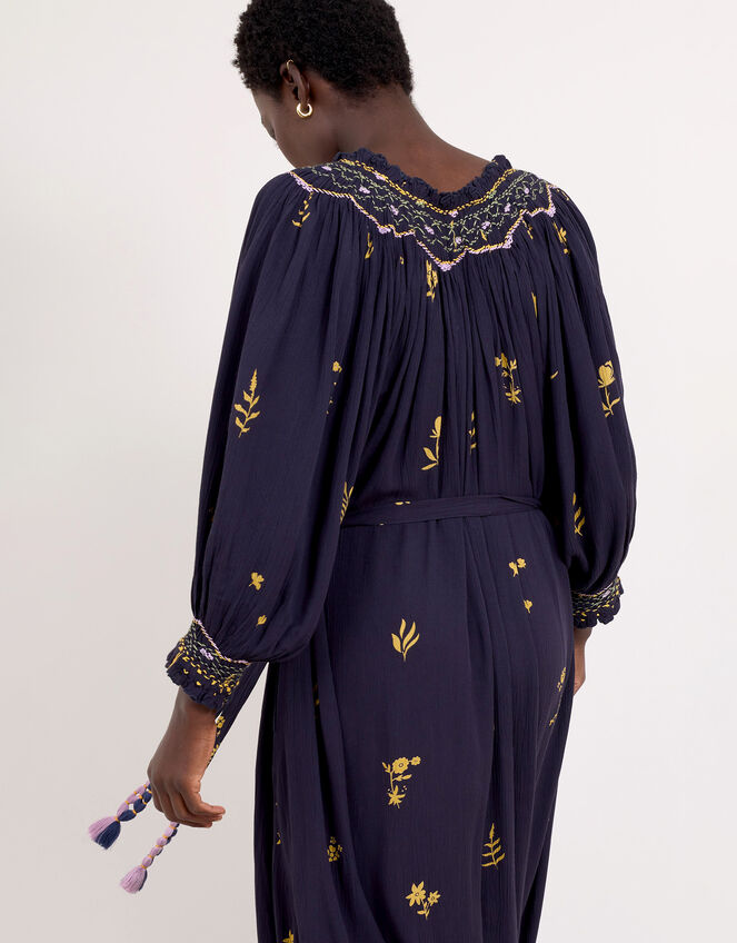 East Miranda Belted Long Sleeve Midi Dress, Blue (NAVY), large