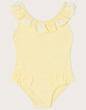 Baby Seersucker Ruffle Swimsuit, Yellow (YELLOW), large