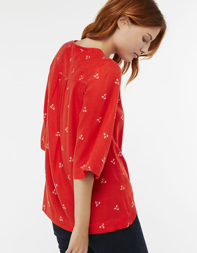 Monsoon- Annabelle Floral Print Top, Red (RED), large