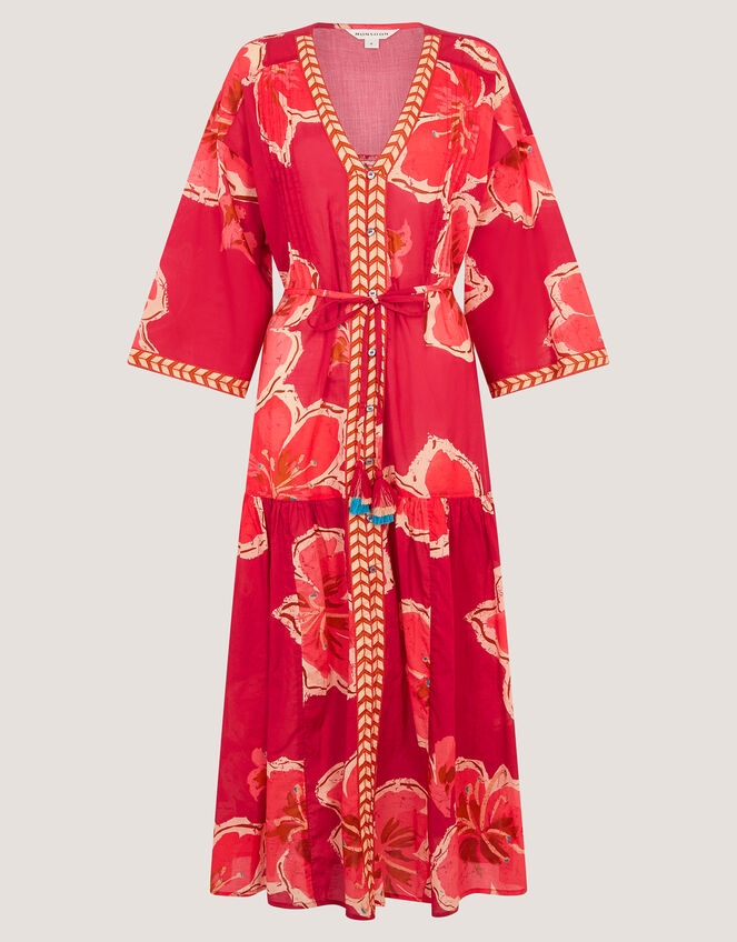 Yasmin Floral Midi Tunic Dress, Pink (PINK), large