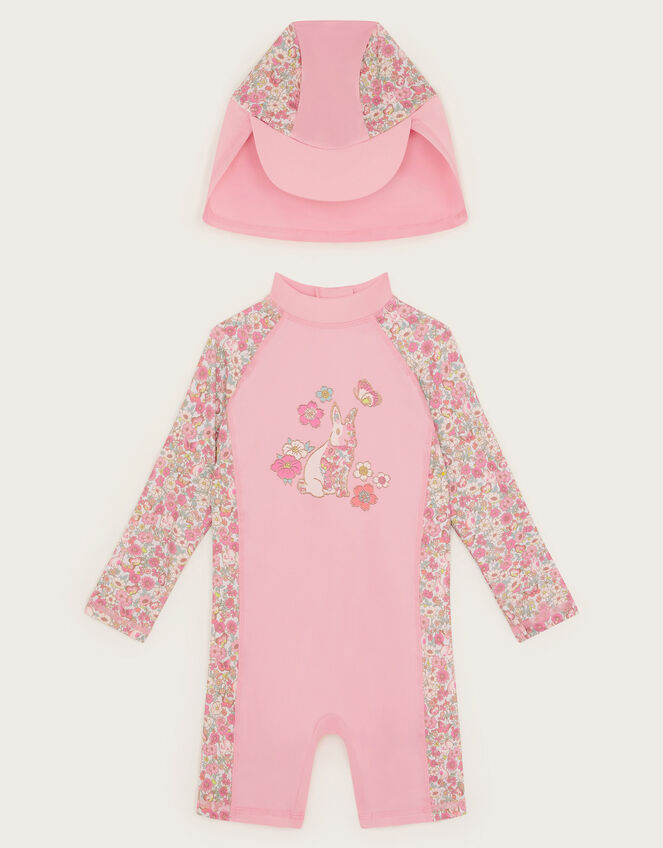 Baby Bunny UPF 50+ Long Sleeve Swimsuit and Sun Hat Set, Pink (PINK), large