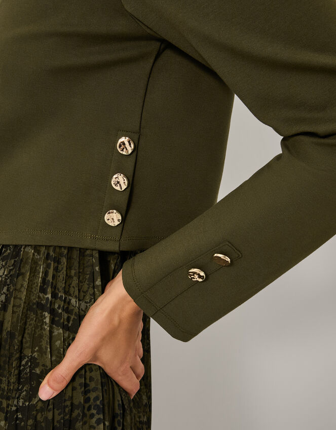 Synthia Snakeskin Pleated Midi Dress, Green (KHAKI), large