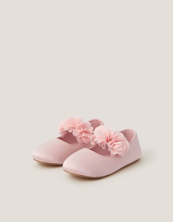 Baby Flower Pom Pom Walker Shoes, Pink (PINK), large