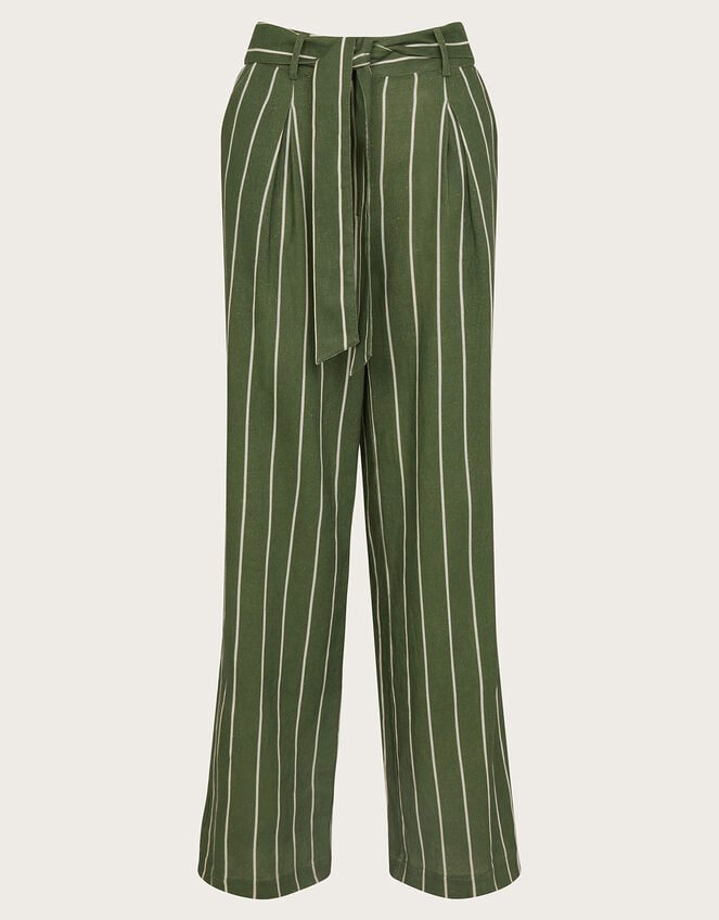 Susan Stripe Trousers, Green (KHAKI), large