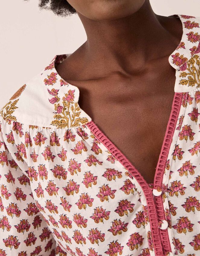 East Karmen Woodblock Print Blouse, Pink (PINK), large