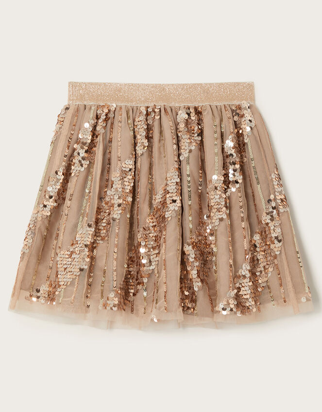 Sequin Tulle Skirt, Gold (GOLD), large