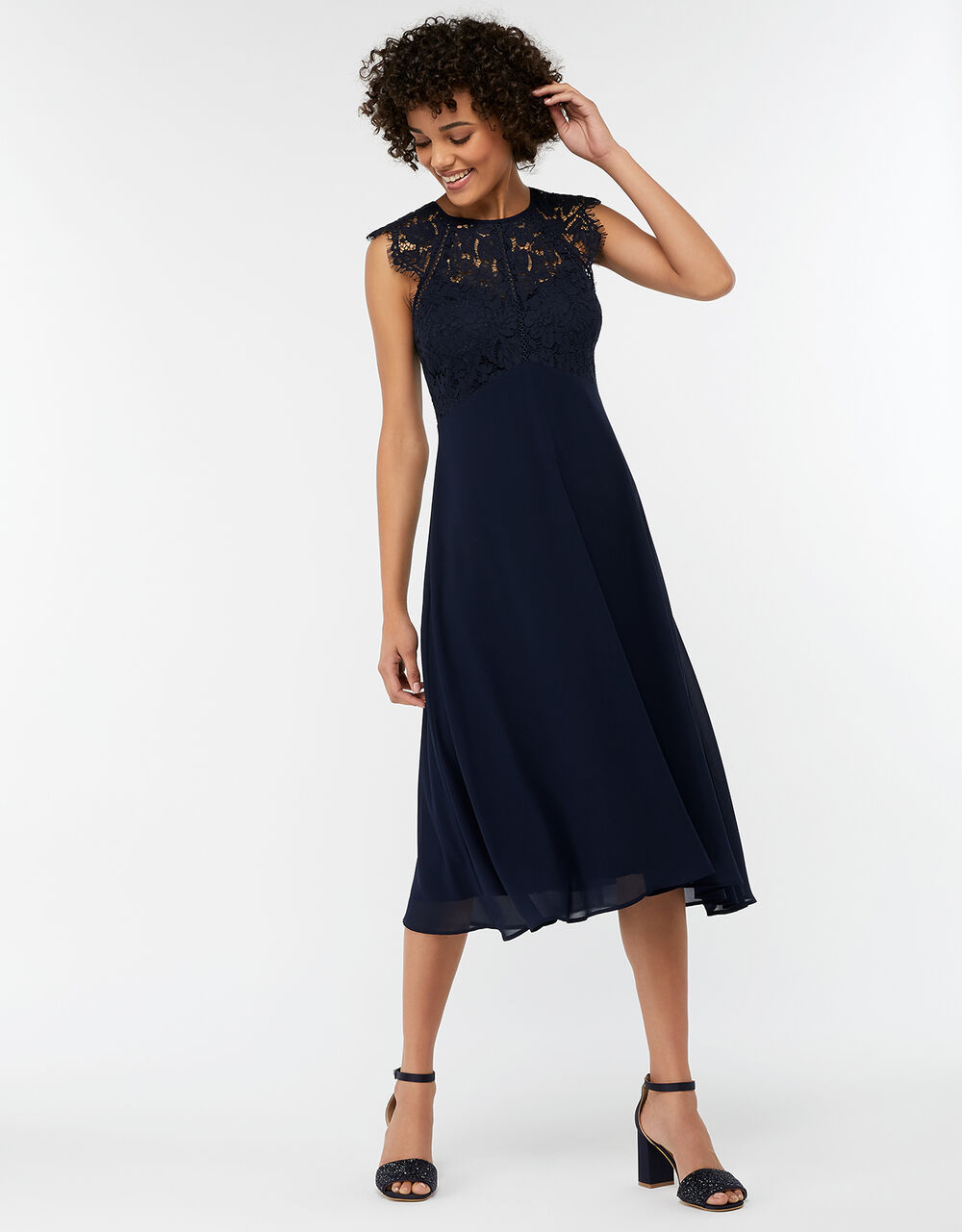 Morgane Lace Short Bridesmaid Dress Blue | Evening Dresses | Monsoon UK.