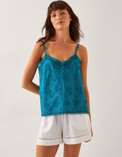 Rosie Embroidered Cami Top, Blue (TURQUOISE), large