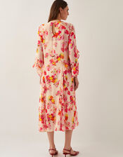 Vanna Frill Floral Print Midi Dress, Ivory (IVORY), large