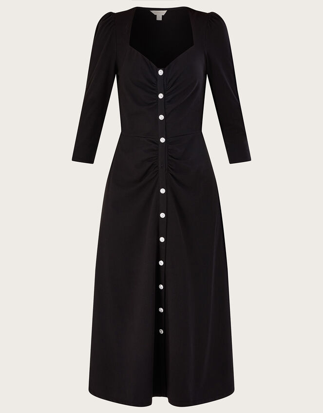 Diamante Sweetheart Neckline Jersey Dress, Black (BLACK), large