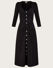 Diamante Sweetheart Neckline Jersey Dress, Black (BLACK), large
