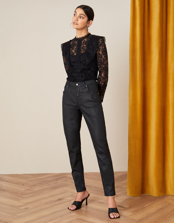 Lennox Coated Jeans, Black (BLACK), large