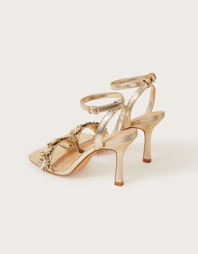 Metallic Flower Sandals, Gold (GOLD), large