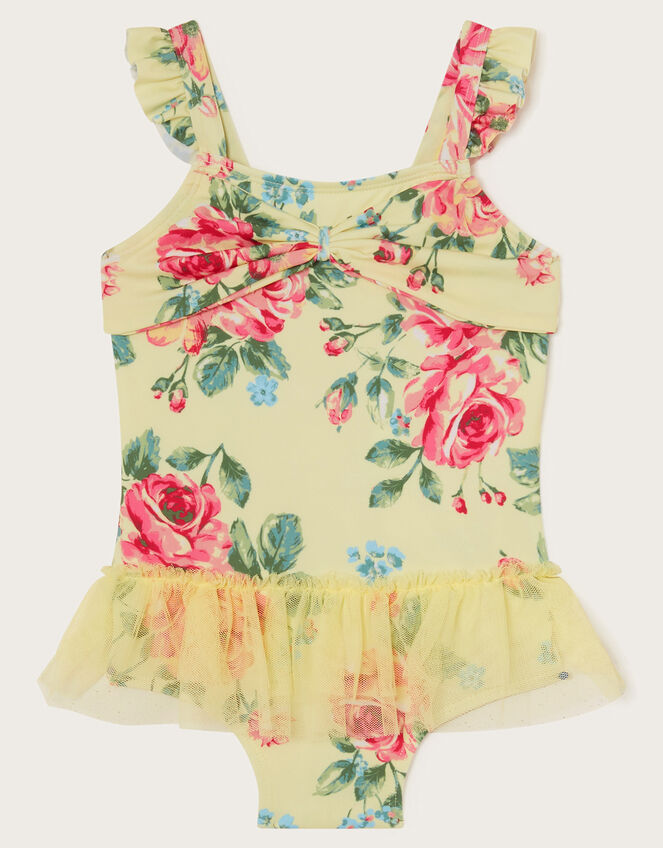 Baby Floral Tutu Swimsuit, Yellow (YELLOW), large