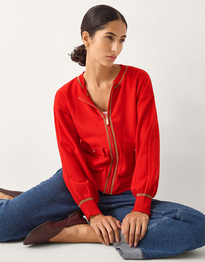 Nolan Knit Bomber Jacket Red