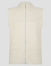 Zayn Zip Knit Gilet, Natural (NATURAL), large
