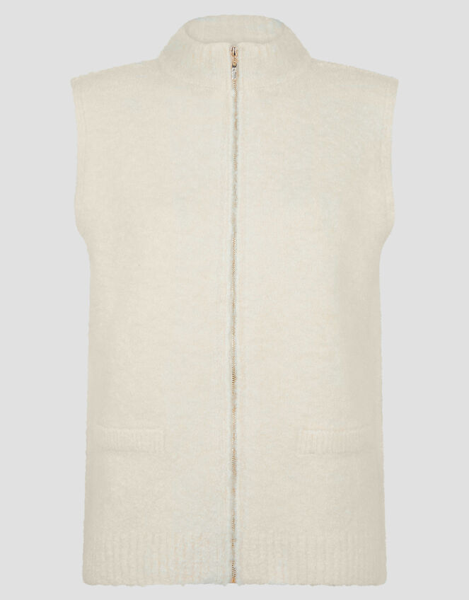 Zayn Zip Knit Gilet, Natural (NATURAL), large