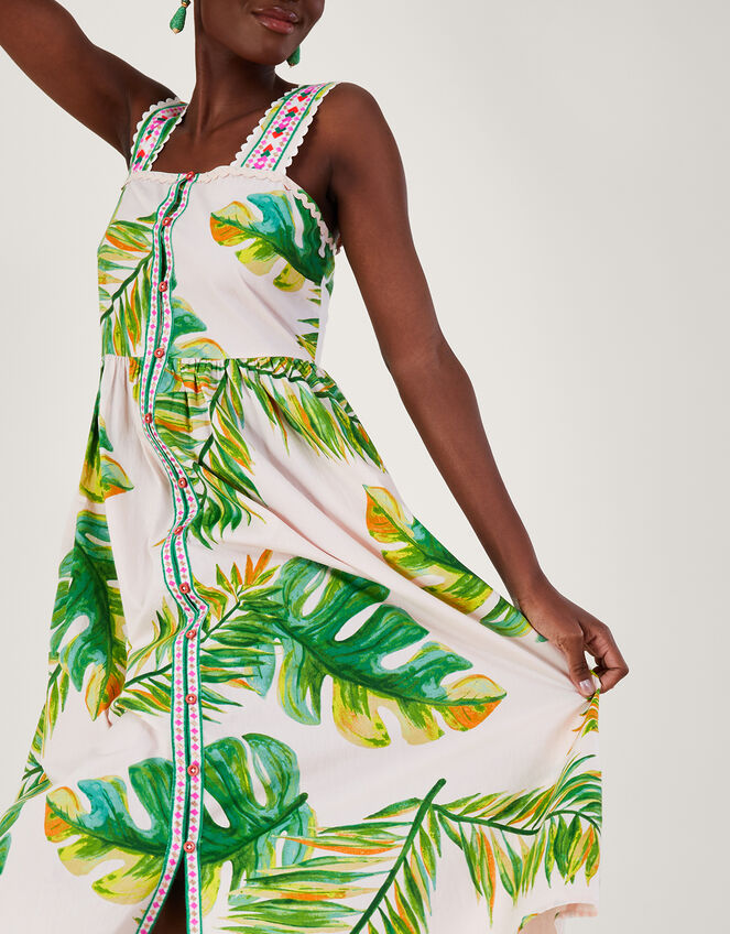 Palm Print Sundress, White (WHITE), large