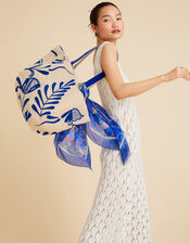 Embroidered Beach Bag, Blue (BLUE), large