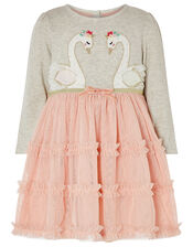 Baby Swan Ruffle Disco Dress, Grey (GREY), large